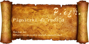 Pigniczki Árpád névjegykártya